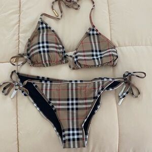 Plaid Triangle Bikini Set